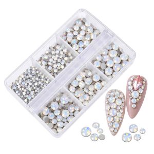 Cristales Para Uñas Caja Opal Blanco