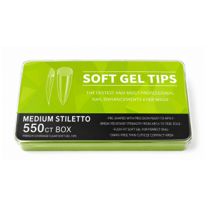 Tips Soft Gel Pre-limados Medium Stiletto 550und