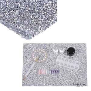 Mantel De Manicure Diamantado Plateado