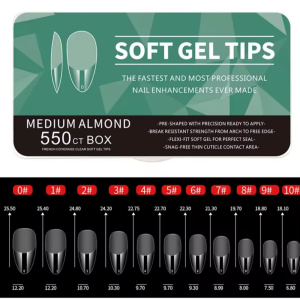 Tips Soft Gel Pre-limados Medium Almond 550und