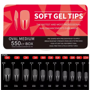 Tips Soft Gel Pre-limados Medium Oval 550und