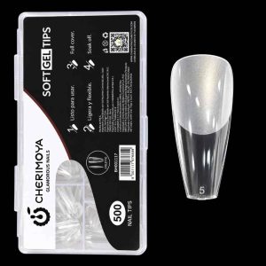 Tips Soft Gel Pre-limados Coffin Medium 500und Cherimoya