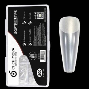 Tips Soft Gel Pre-limados Coffin Largos 500und Cherimoya