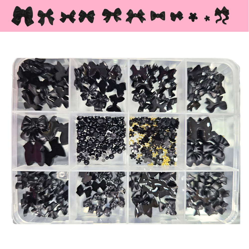 Decoración Lazos Coquette Negros 12und