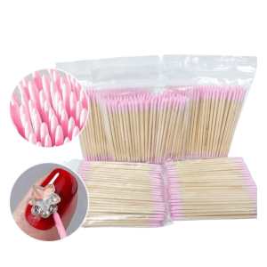 Hisopos De Limpieza Pestañas Y Cuticulas Dobles Rosados