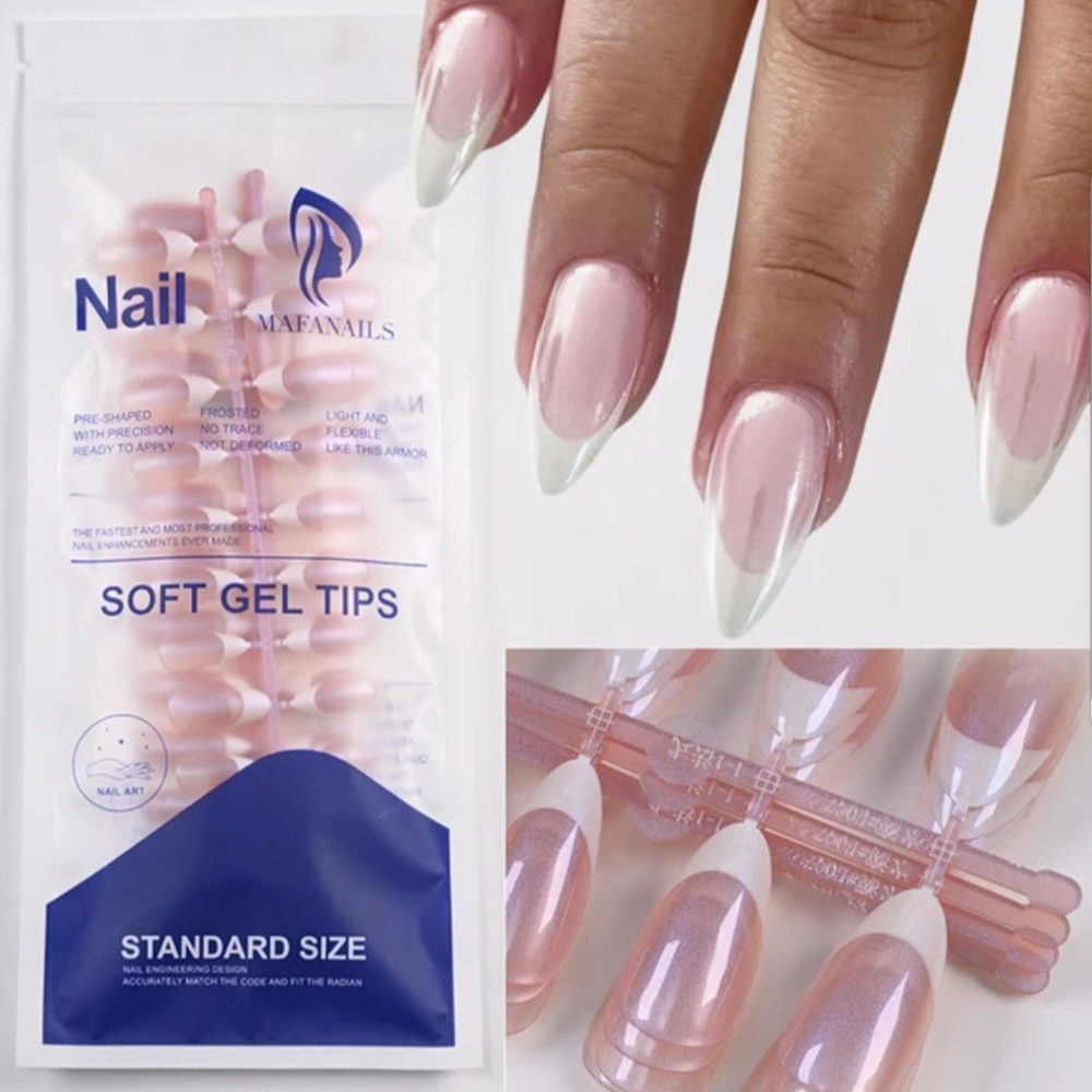 Tips Soft Gel Con Francesa Stiletto