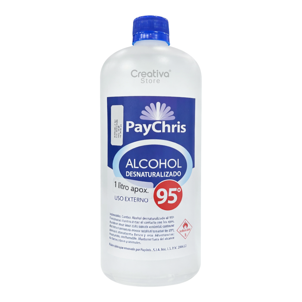 Alcohol Desnaturalizado PayChris 95° 1 Litro - CREATIVA STORE
