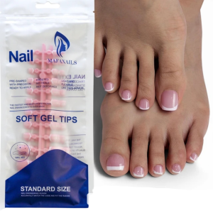 Tips Soft Gel Para Pies Francesa Rosa
