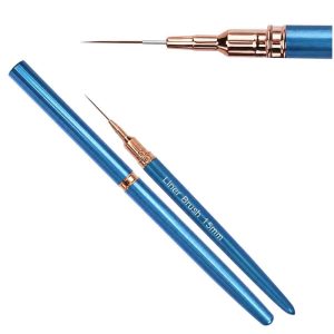 Pincel Liner Para Uñas Con Tapa 15mm Azul