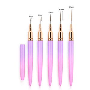 Set De Pinceles Liner 5 Und Con Tapa Rosados