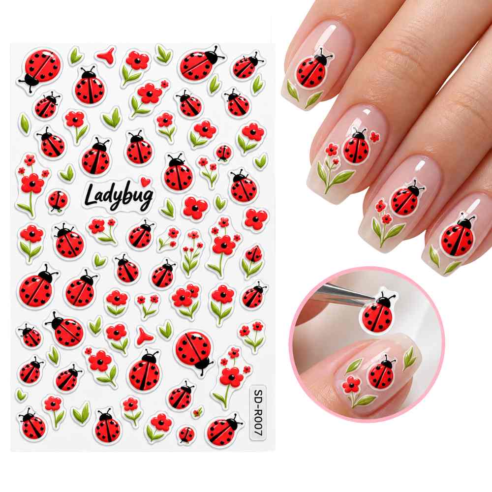 Sticker Para Uñas Chinitas - Mariquitas